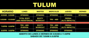 tulum gym class schedule