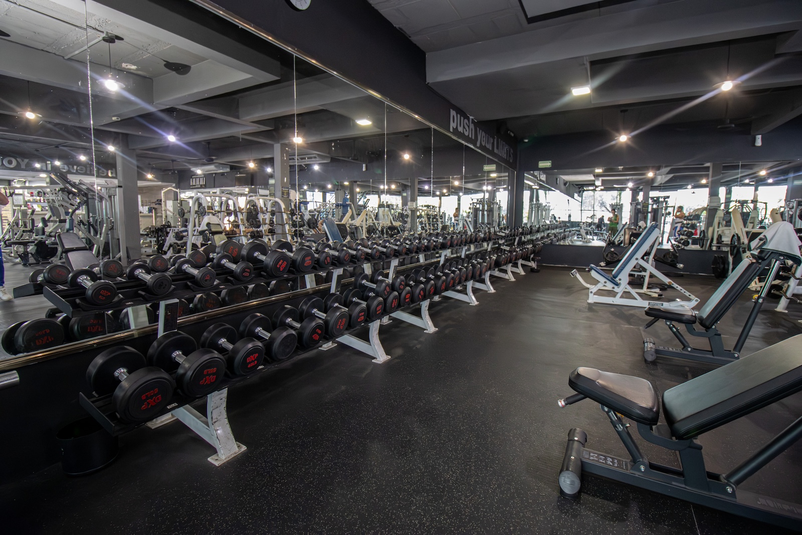 Free weights at Evolve Gym Nader Cancún